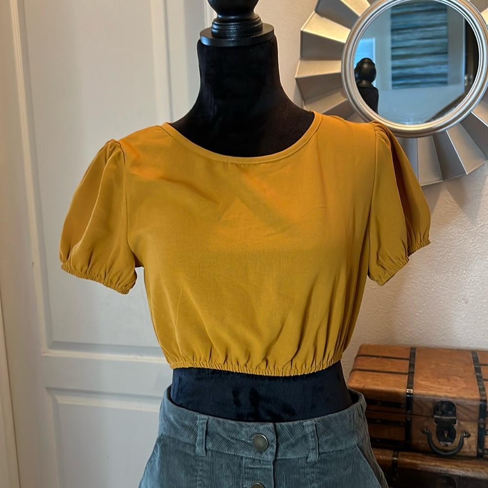 Shein mustard color crop top